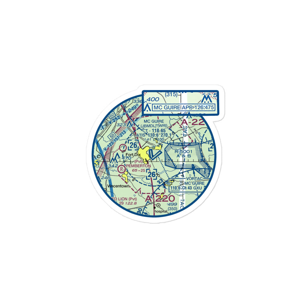 KWRI / McGUIRE : NAV MAP (VFR) Bubble-free stickers