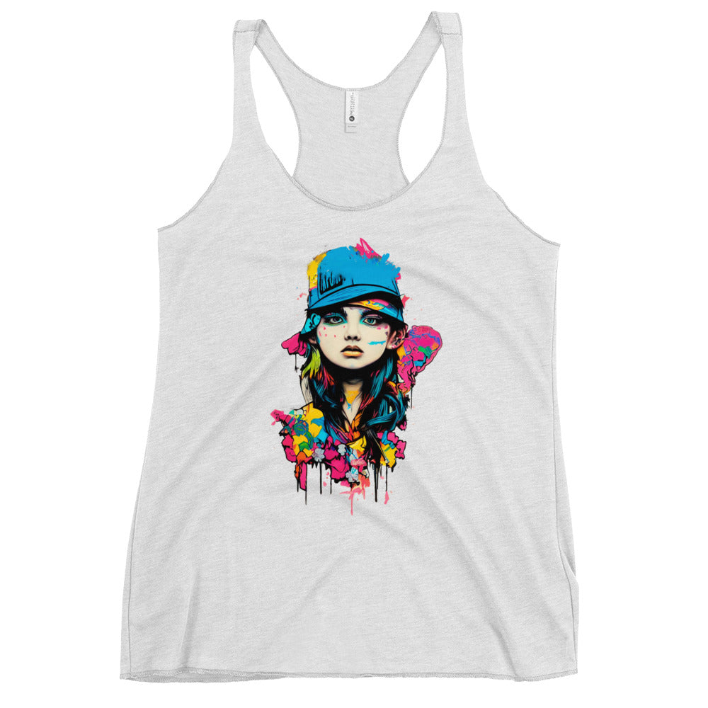 "Graffiti Girl" Vivid Watercolor Racerback Tank