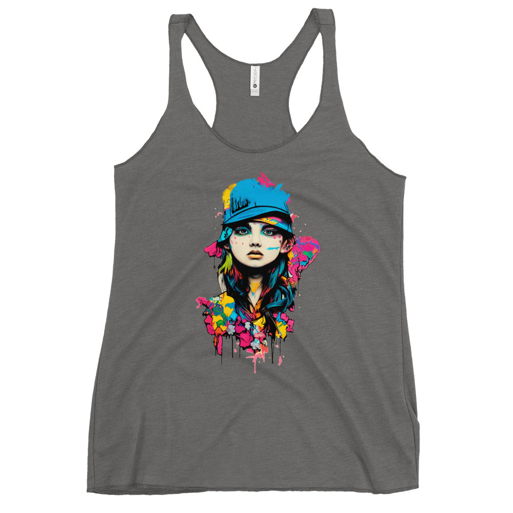 "Graffiti Girl" Vivid Watercolor Racerback Tank