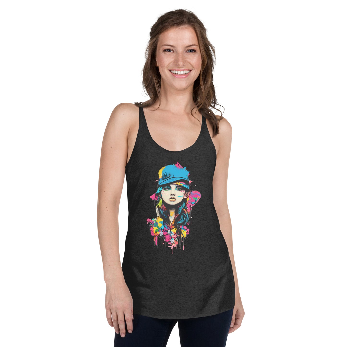 "Graffiti Girl" Vivid Watercolor Racerback Tank