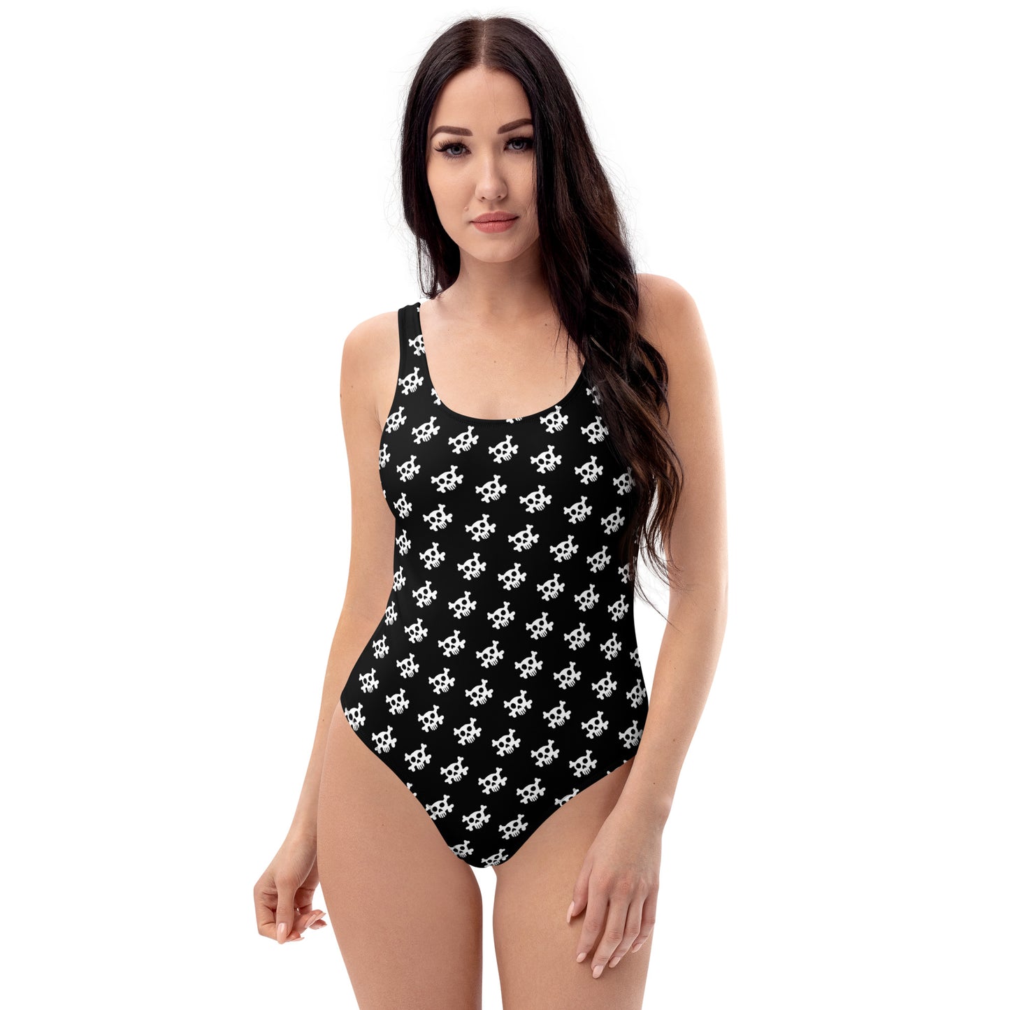 Black and white checkered Pirate Skull One Piece swimweaRRRR