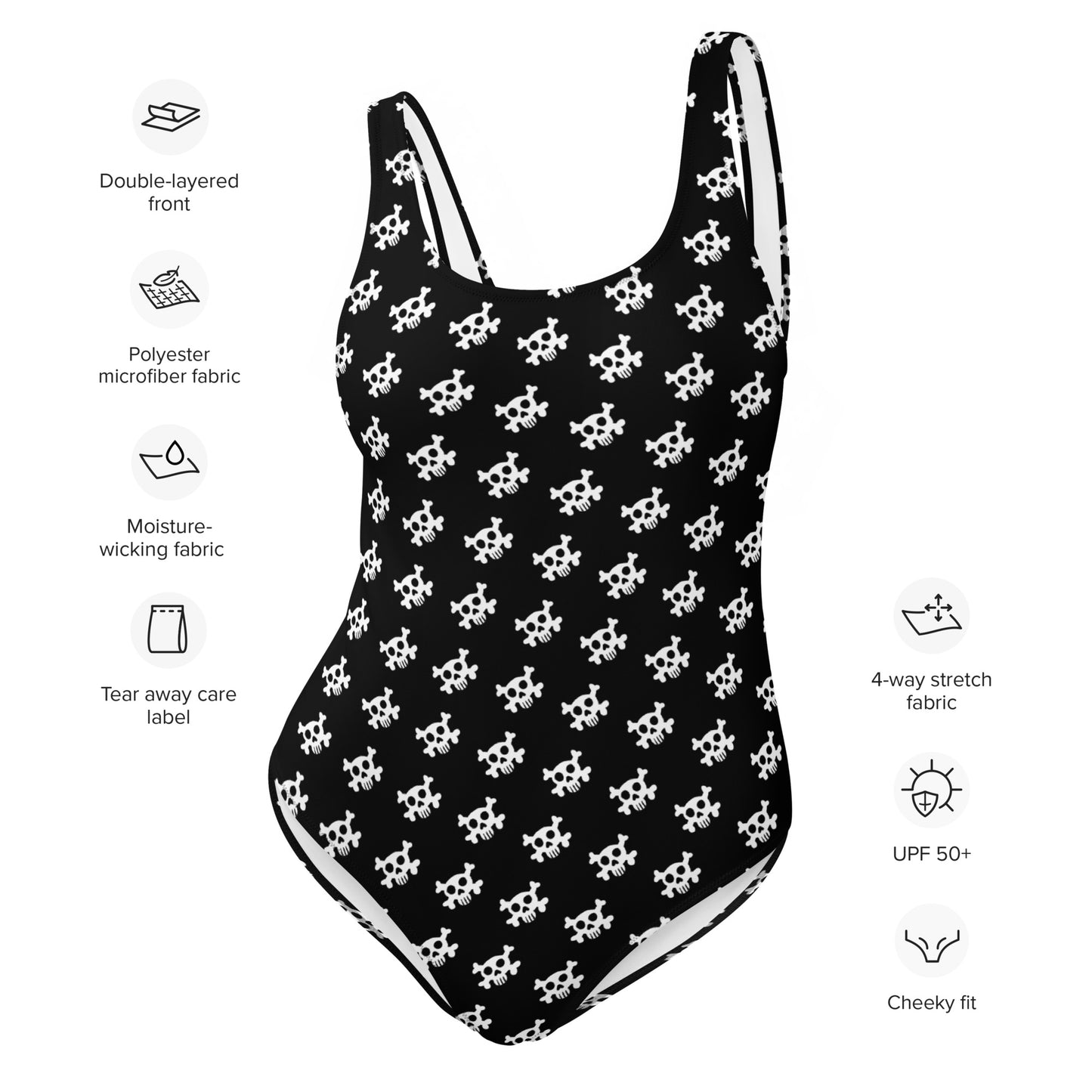 Black and white checkered Pirate Skull One Piece swimweaRRRR