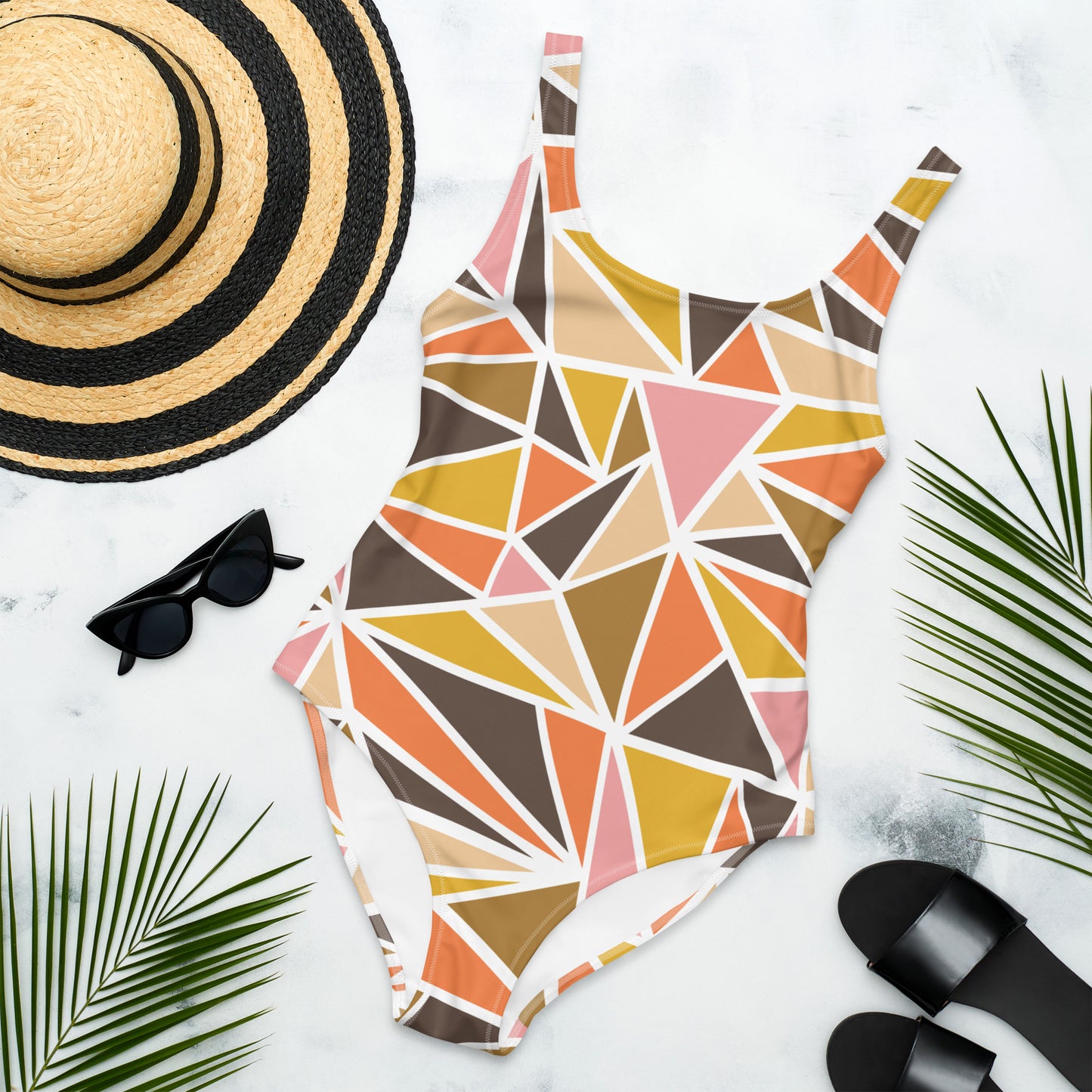 Retro-Geometric One-Piece Swimsuit