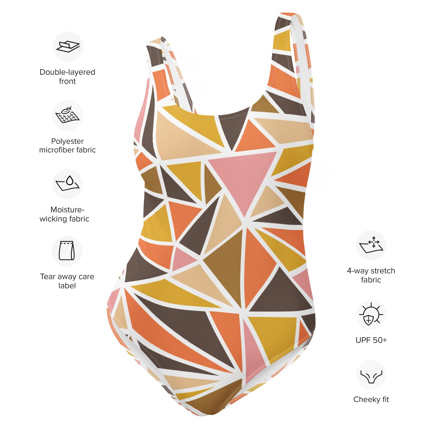 Retro-Geometric One-Piece Swimsuit