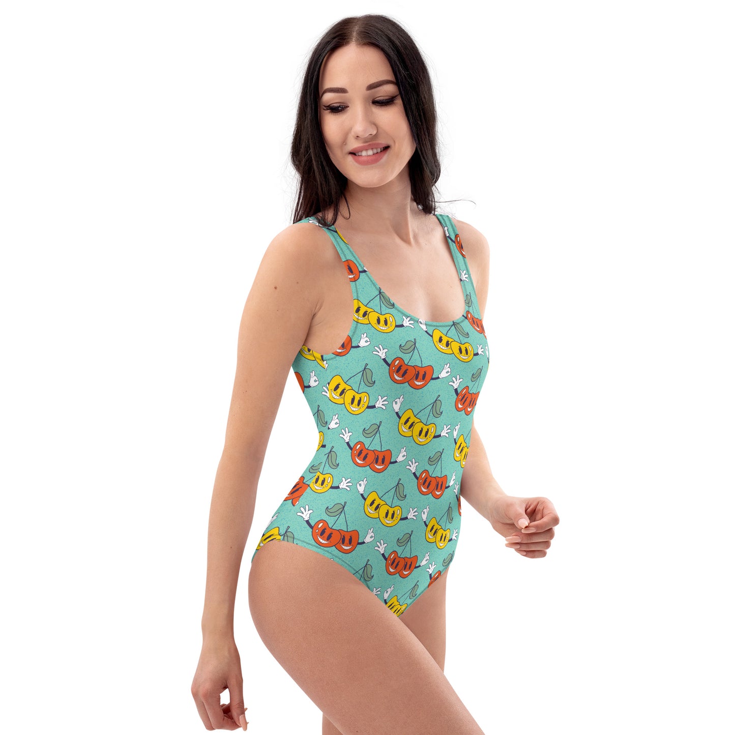 Retro Cartoon Cherries One-Piece Swimsuit