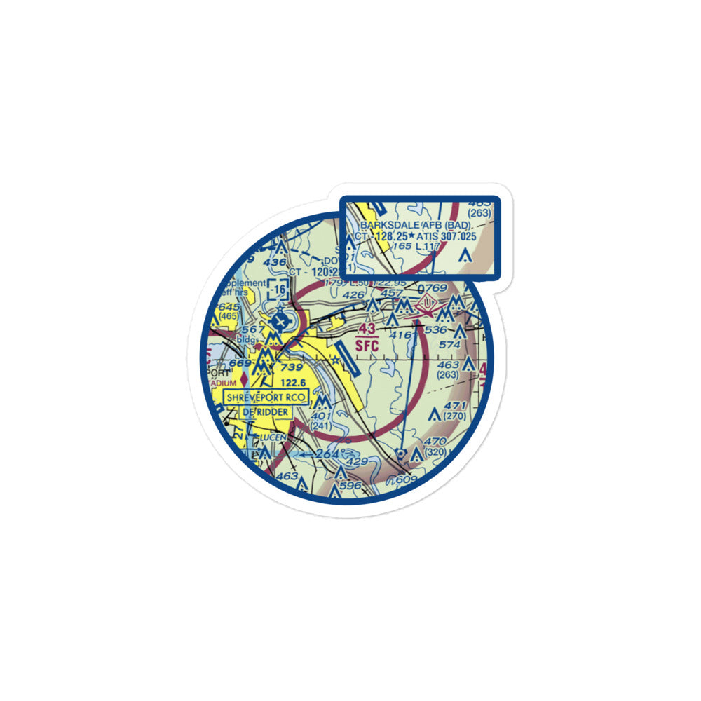 KBAD / BARKSDALE: NAV MAP (VFR)  Bubble-free stickers