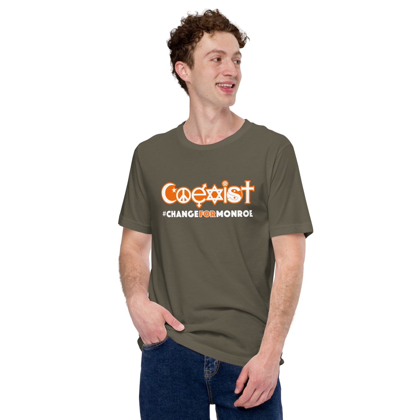 COEXIST Hashtag shirt Change for Monroe Unisex t-shirt