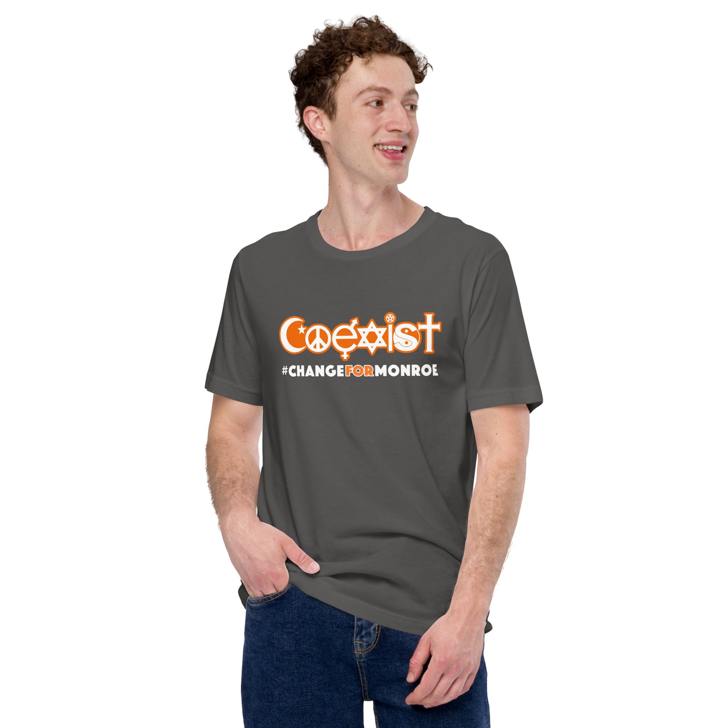 COEXIST Hashtag shirt Change for Monroe Unisex t-shirt