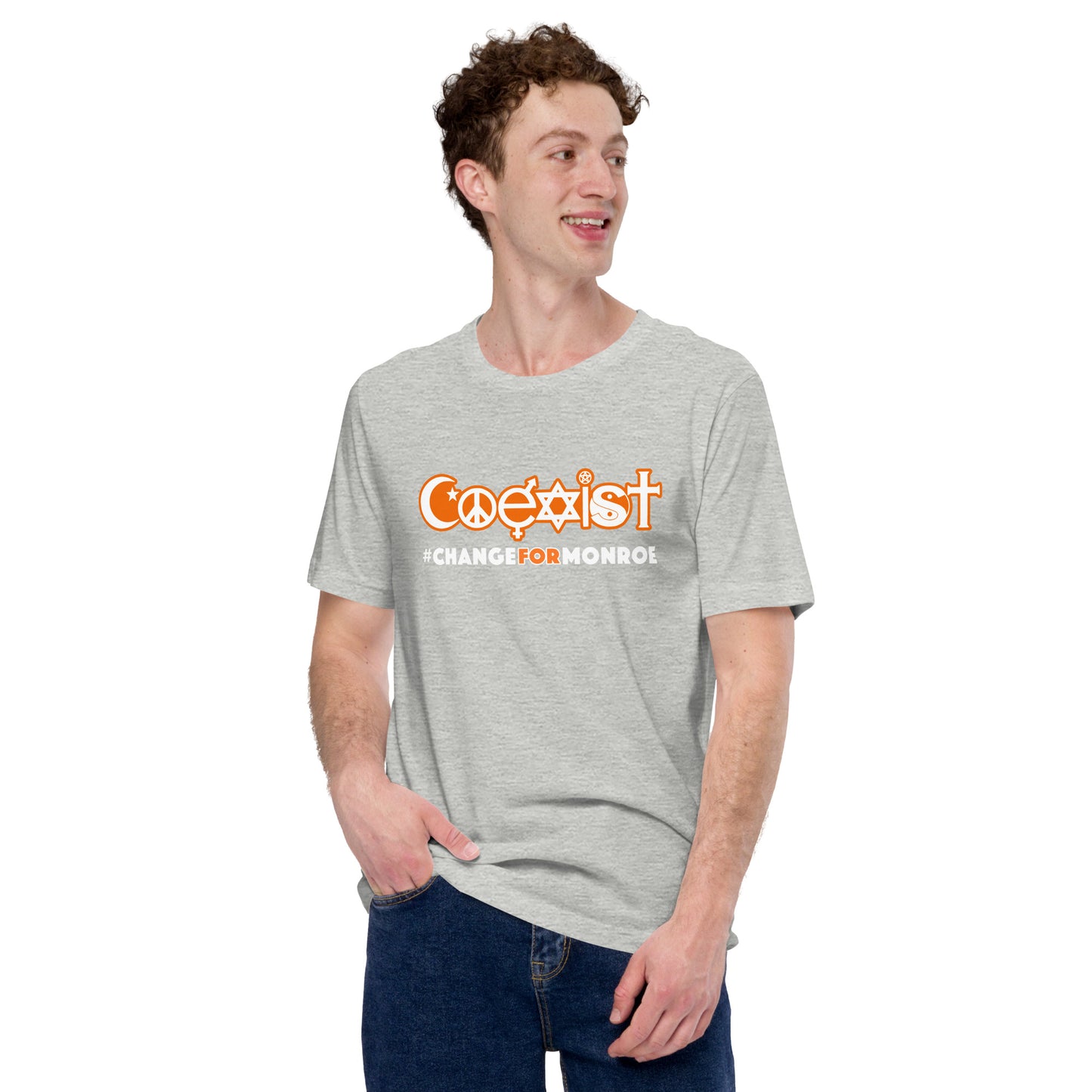 COEXIST Hashtag shirt Change for Monroe Unisex t-shirt