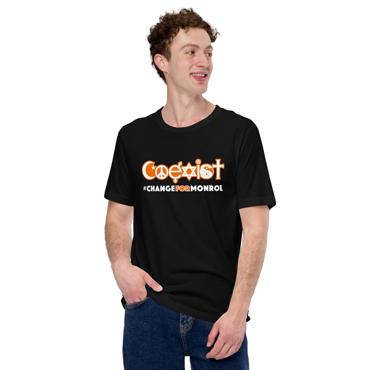 COEXIST Hashtag shirt Change for Monroe Unisex t-shirt